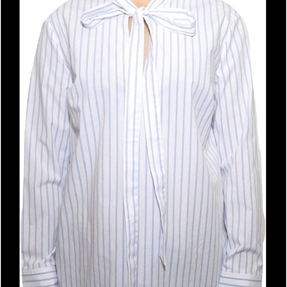 2/40$ Michael Michael Kors Long Sleeve Bow Neck Striped Blouse Shirt medium